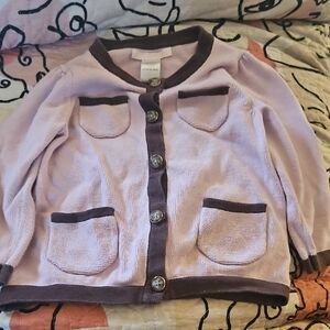 Janie and Jack Purple and Brown Knit Cardigan
